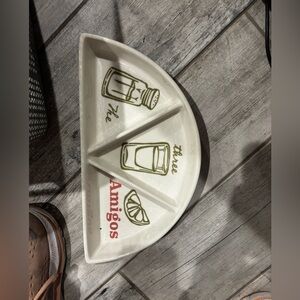 Brand New White and Red Ceramic Divided Serving Tray